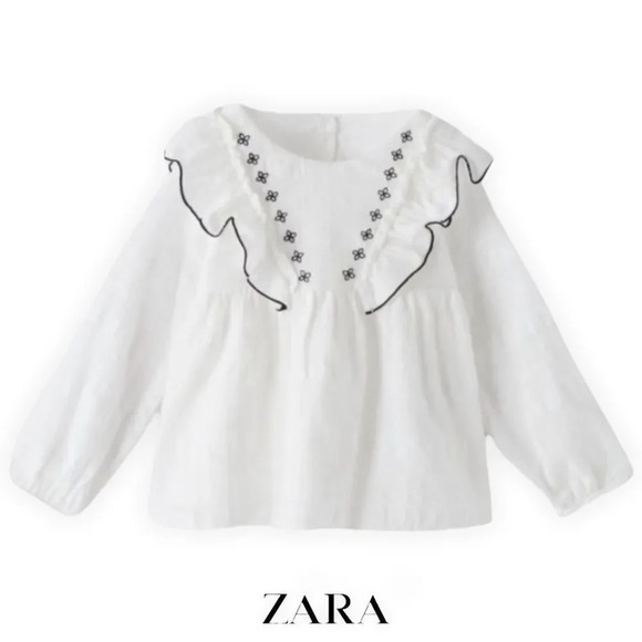 ZARA Kids | White | TEXTURED WEAVE SHIRT WITH PIPING - Picture 1 of 6